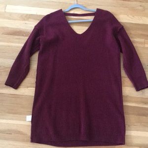 Burgundy sweater dress with back detail